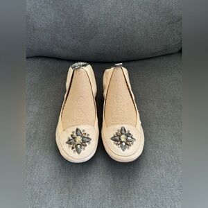 Yosi Samra Orly leather with rhinestone embellishment foldable ballet flats sz 8
